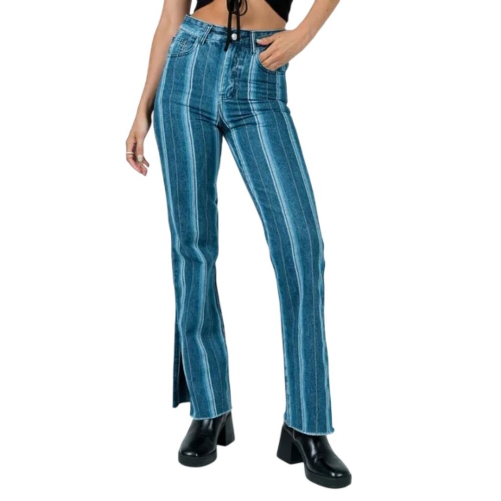 Princess Polly blue Albanie high-rise flared denim jeans size 0 NWT